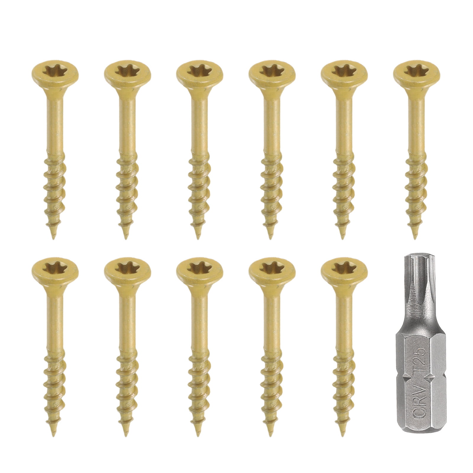 Uxcell 100pcs Deck Screws #8 x 1-1/2" Torx Exterior Wood Screws with T25 Drive Bit