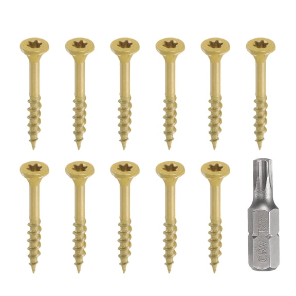 Uxcell 100pcs Deck Screws #8 x 1-1/2" Torx Exterior Wood Screws with T25 Drive Bit