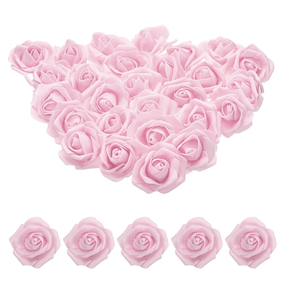 Uxcell 100pcs Foam Rose Heads 6-7 cm Stemless Foam Fake Roses Flowers for DIY Crafts Accessories, Light Pink