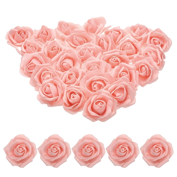 Uxcell 100pcs Foam Rose Heads 6-7 cm Stemless Foam Fake Roses Flowers for DIY Crafts Accessories, Peach Pink