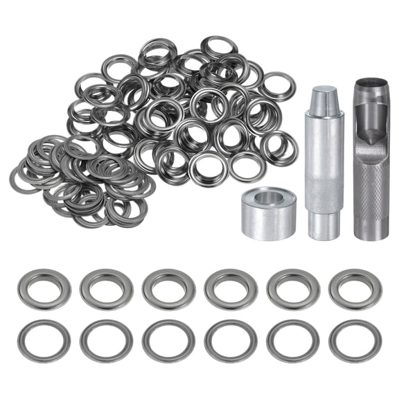 Uxcell 100pcs Grommet Tool Kit 20mm Grommet Eyelet Set with Hole Hollow Punch, Grommet Setter Tools, Black