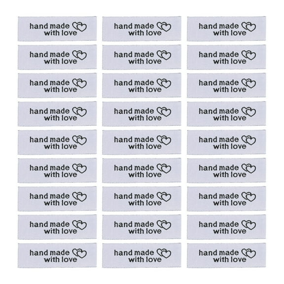 Uxcell 100pcs Handmade with Love Sewing Labels Embroidered Label Tags Sew on Clothing Garment White