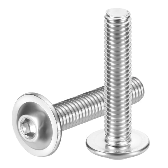 Uxcell 100pcs M5-0.8x25mm 304 Stainless Steel Flanged Button Head Socket Cap Screws, Allen Socket Drive Bolt Fasteners for Automotive, Furniture Repair & Equipment Fixes, Silver