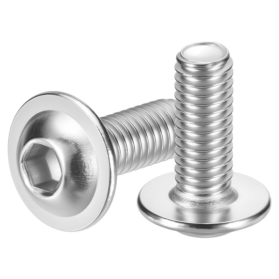 Uxcell 100pcs M6-1x16mm 304 Stainless Steel Flanged Button Head Socket Cap Screws, Allen Socket Drive Bolt Fasteners for Automotive, Furniture Repair & Equipment Fixes, Silver