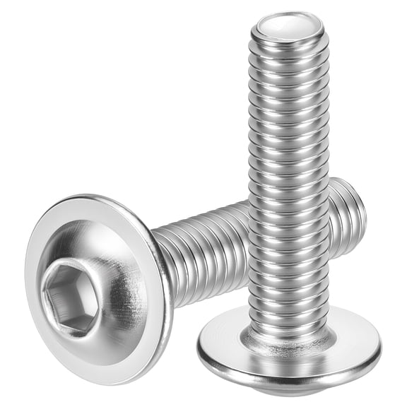 Uxcell 100pcs M6-1x25mm 304 Stainless Steel Flanged Button Head Socket Cap Screws, Allen Socket Drive Bolt Fasteners for Automotive, Furniture Repair & Equipment Fixes, Silver