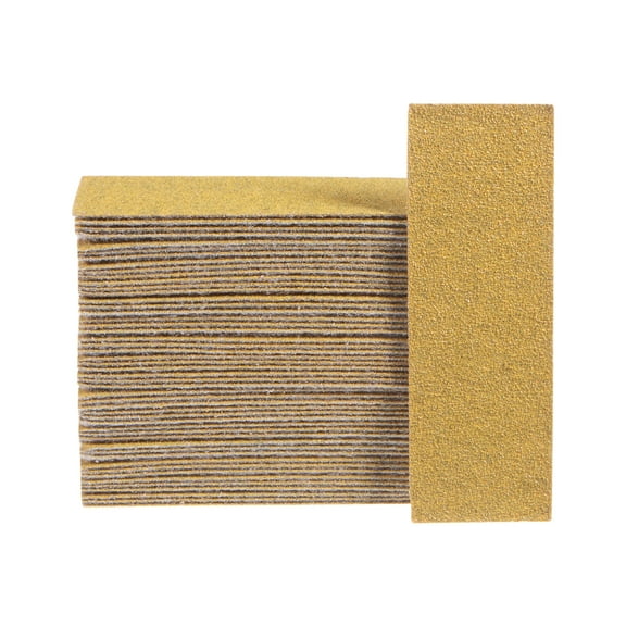 Uxcell 100pcs Micro Sander Paper 80 Grit 3.5x1.2 Inch Mini Sanding Sheets Strips Hook Loop Sandpapers for Wood Metal Small Projects Tight Spaces Polish Work