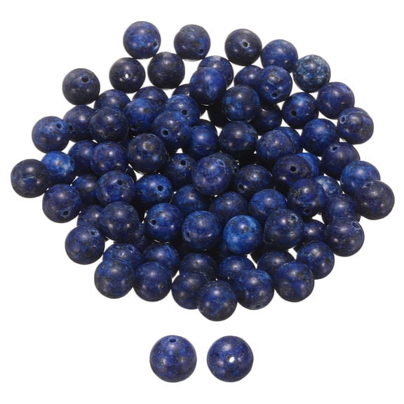Uxcell 100pcs Natural Stone Beads 10mm Lapis Lazuli Blue Round Gemstone Stone Loose Beading Real Genuine Smooth Balls Bead for Jewelry Making Bracelets Necklace Earrings DIY
