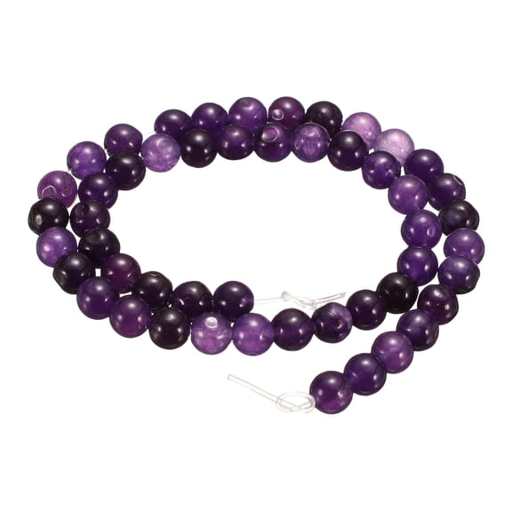 Uxcell 100pcs Natural Stone Beads 6mm Purple Crystal Round Gemstone Stone Loose Beading Real Genuine Smooth Balls Bead for Jewelry Making Bracelets Necklace Earrings DIY