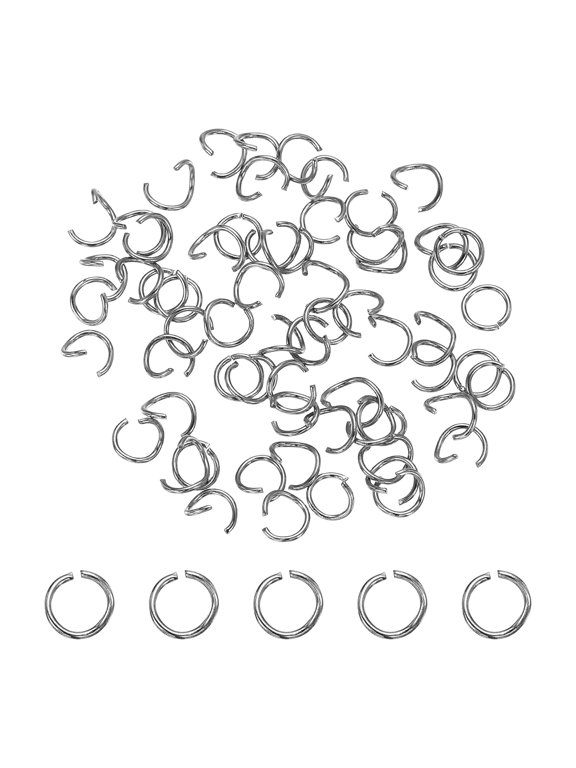 100pcs Open Jump Ring Connector 4mm-6 Gauge 0.5mm Thick Silver, Stainless Steel Split O Ring Loop Connector for Jewelry Making Findings Repair DIY Craft Necklace Bracelet Keychains