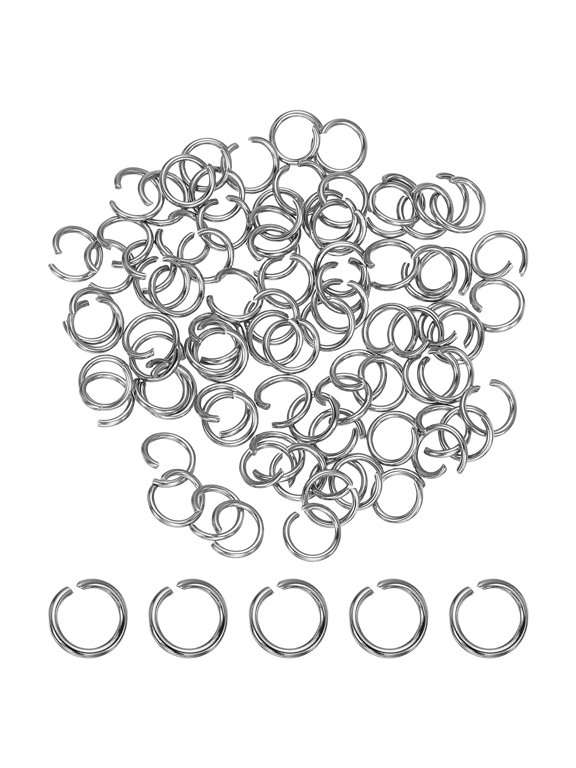 100pcs Open Jump Ring Connector 7mm-1 Gauge 0.9mm Thick Silver, Stainless Steel Split O Ring Loop Connector for Jewelry Making Findings Repair DIY Craft Necklace Bracelet Keychains