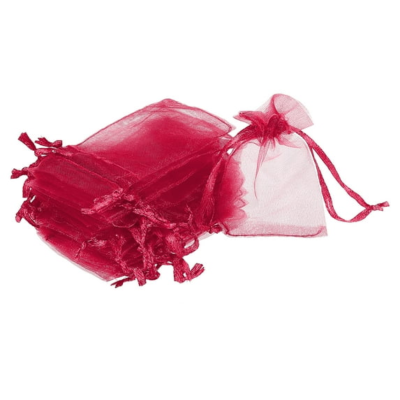 Uxcell 100pcs Organza Bags 2x3 Inch Drawstring Favor Pouches Sheer Mesh Bag for Gift Jewelry Wedding Party White Wine Red 2 inch x 3 inch