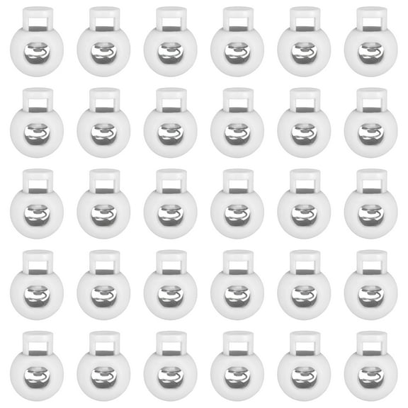 Uxcell 100pcs Plastic Cord Locks Single Hole Spring Toggle Stopper Clip Elastic Clasp Lock Fastener for Drawstring, Paracord, White