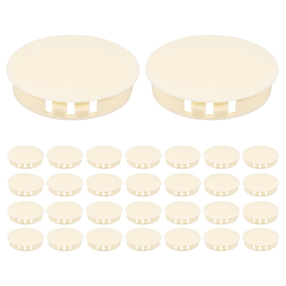 Uxcell 100pcs Plastic Hole Plugs 2" Nylon Round Drill Screw Hole Covers Flush Panel Locking Plugs for Furniture Cabinet Shelf Door Insert End Caps, Beige