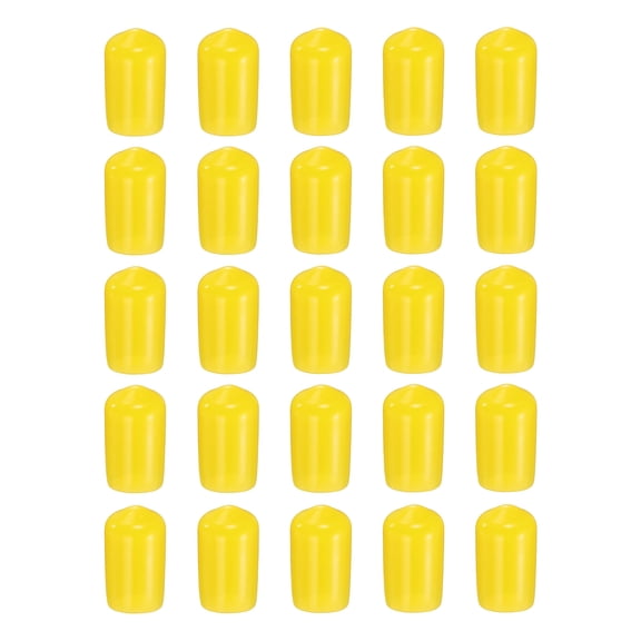 Uxcell 100pcs Round Rubber End Caps 8mm ID Bolt Covers Caps Vinyl Rubber Flexible Screw Thread Protectors for Metal Tube Rod Bolts, Yellow