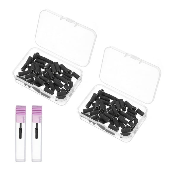 Uxcell 100pcs Sanding Bands for Nail Drill, 180# Grit Small Sanding Band with 3mm Mandrel, Mini Drill Bits Nail Tech File, Black