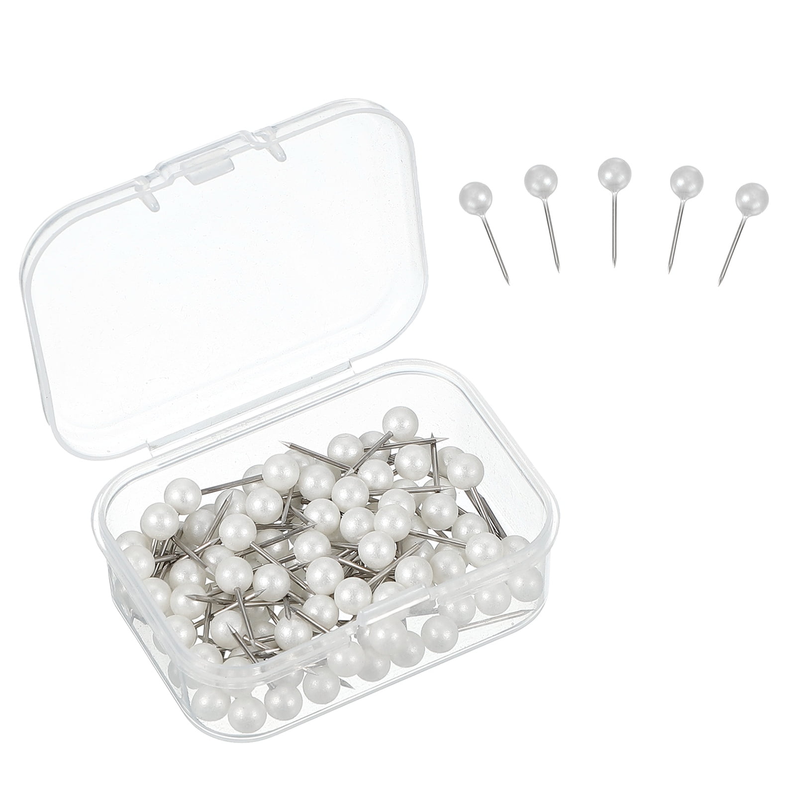 Uxcell 100pcs Sewing Pins, 0.5 Inch Round Pearl Head Corsage Pins for Wedding DIY Craft, White