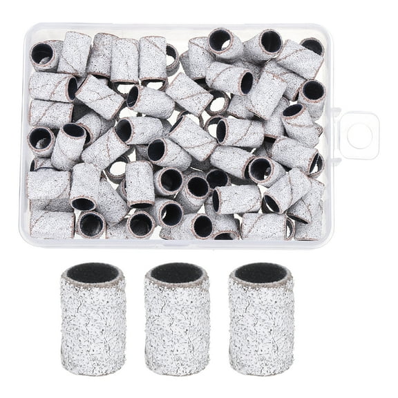 Uxcell 100pcs Small Sanding Bands 150 Grit for Nail Drill Bits White