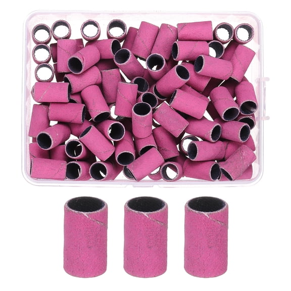 Uxcell 100pcs Small Sanding Bands 240 Grit for Nail Drill Bits Pink