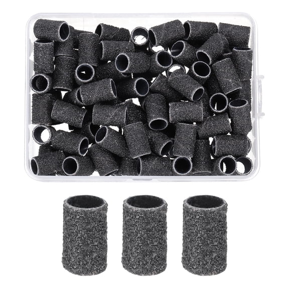 Uxcell 100pcs Small Sanding Bands 80 Grit for Nail Drill Bits Black