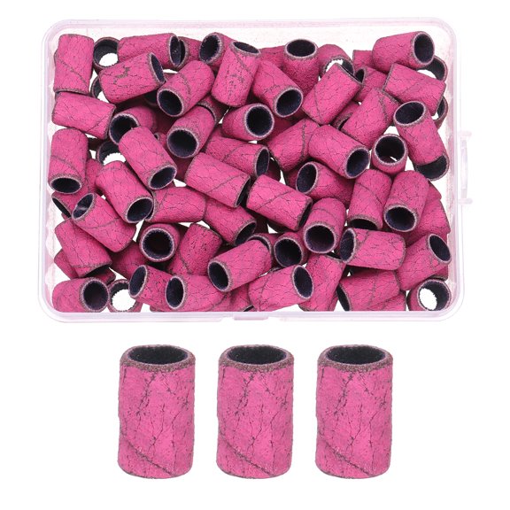 Uxcell 100pcs Small Sanding Bands 80 Grit for Nail Drill Bits Pink