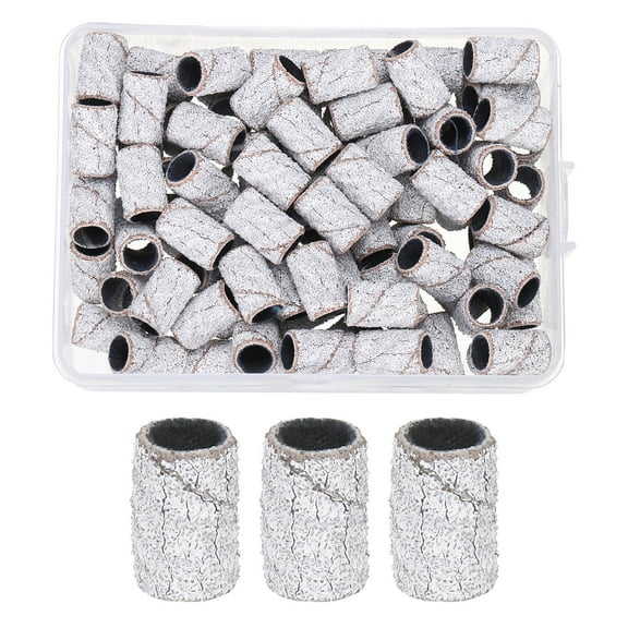 Uxcell 100pcs Small Sanding Bands 80 Grit for Nail Drill Bits White