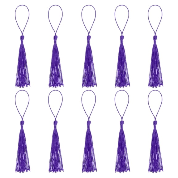 Uxcell 100pcs Tassels, 13cm (5 Inch) Nylon Bookmark Tassels with Tight Knot for Indoor Decoration, Graduation, Bookmark, DIY Craft, Jewelry Making, Deep Purple