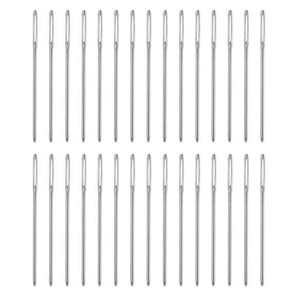 Uxcell 100pcs Upholstery Needles 0.94mm Dia 40.5mm Long Large Eye Needles, Silver