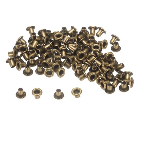 Uxcell 100set Grommets Kit Metal Eyelets 2mm Hole Tiny Grommet for Shoes Clothes Belt Bag DIY Project Bronze