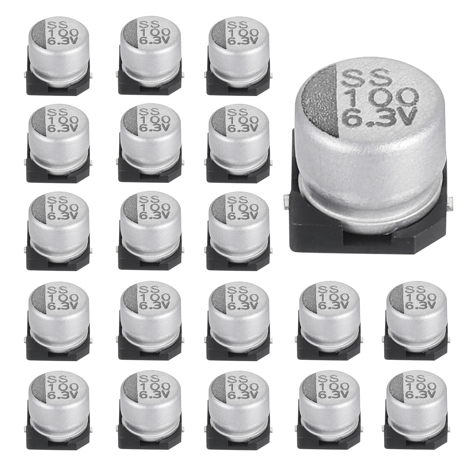 Uxcell 100uF 6.3V Aluminum Electrolytic Capacitors, Low Impedance ...