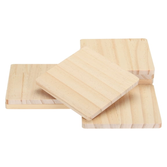 Uxcell 100x100mm Unfinished Wooden Coasters, 8 Pack Square Wood Coasters Blank Wood Pieces Wooden Slices