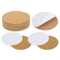 Uxcell 100x1mm Self-Adhesive Cork Coasters, 25 Pack Round Cork Mats Cork Backing Sheets Reusable Cork Tiles, Brown