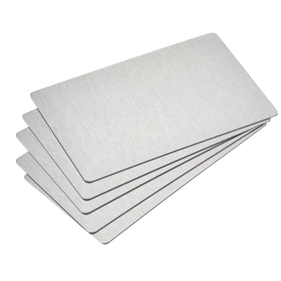 Uxcell 100x60x0.4mm Plating 201 Stainless Steel Blank Metal Card Silver Tone 5 Pack