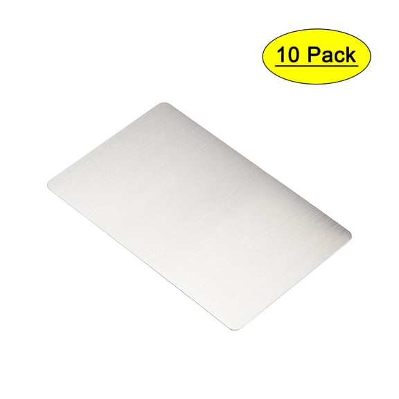 Uxcell 100x60x0.4mm Stainless Steel Blank Metal Card Brushed Silver Tone 10 Pack