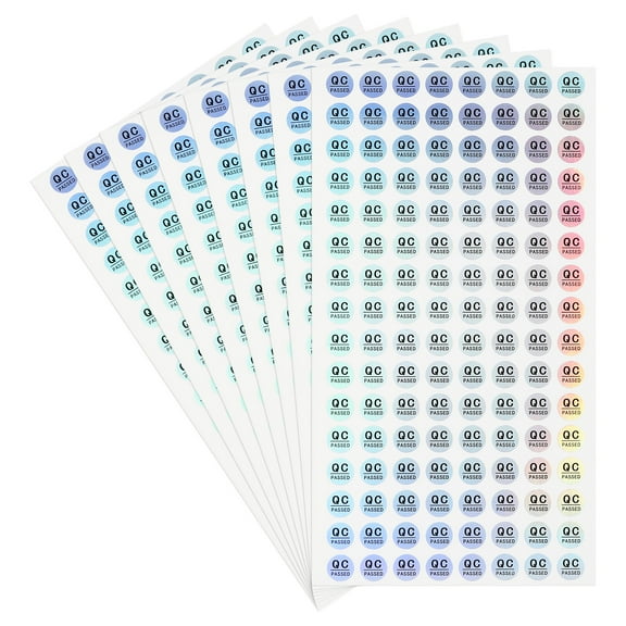Uxcell 1024Pcs QC Pass Stickers, 0.4 Inch Adhesive Inventory Quality Control Stickers Round QC Approval Labels, Laser