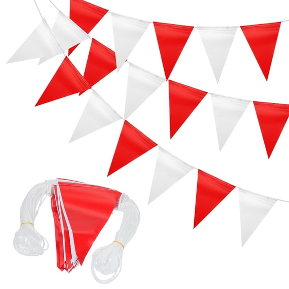 Uxcell 102Ft Pennant Banner Flags, 7"x10" Warning Flags for Construction Site Red/White