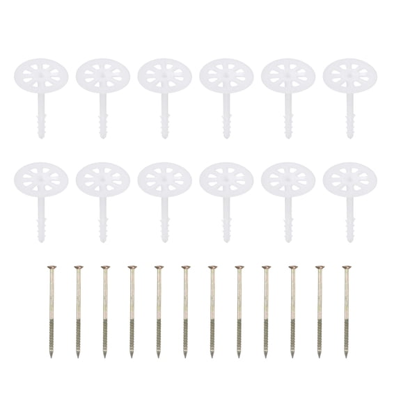 Uxcell 102mm Perforated Insulation Pins, 30 Pcs Insulating Nails Wall Plug Plastic Expansion Bolt for Fixing Foam Boards to Masonry Wall or Ceiling