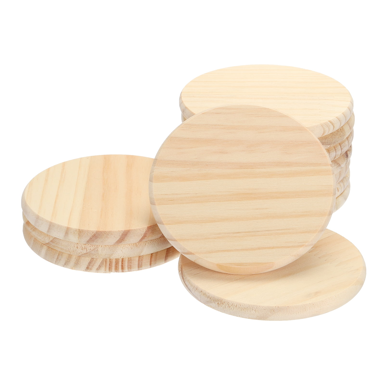 Uxcell 102x9mm Unfinished Wooden Coasters, 12 Pack Round Wood Coasters Blank Wood Pieces Wooden