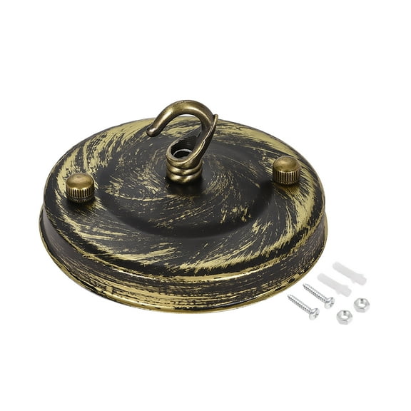 Uxcell 104mm Vintage Ceiling Lamp Plate Light Canopy Kit with Hook Black Gold