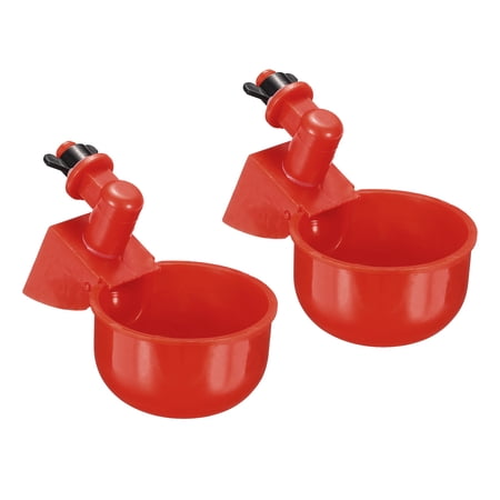Uxcell 105mm Length Chicken Waterer Cups Automatic Poultry Nipple Drinker Bowl, Red 2 Pack