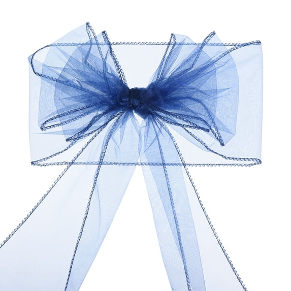 Uxcell 108 Inch Organza Chair Sashes Bow Sash Chiffon Ribbon Banquet Decoration Navy Blue 25 Pack