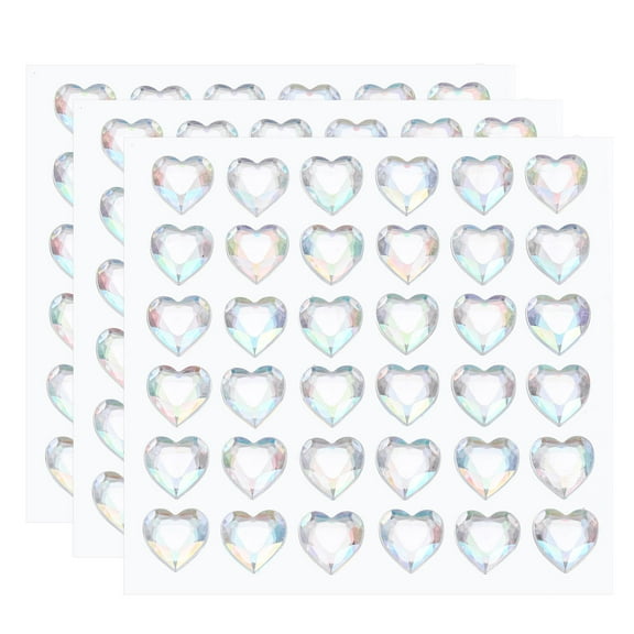 Uxcell 108 Pcs Heart Rhinestone 10mm Self Adhesive Gems Stickers Jewelry Stickers for Jewelry Making, White
