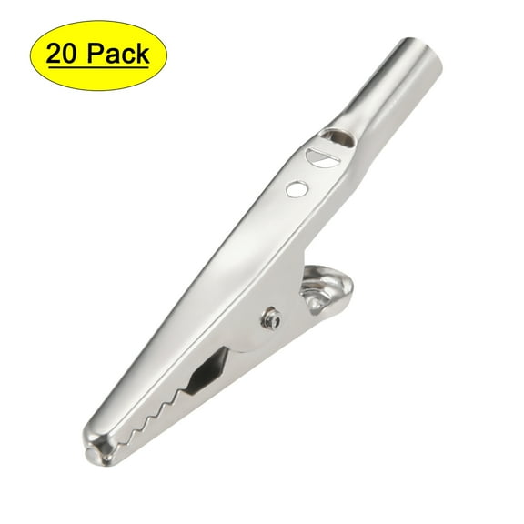 Uxcell 10A Heavy-Duty Alligator Clips Crocodile Electrical Test Clamps,Silver Tone 20Pack