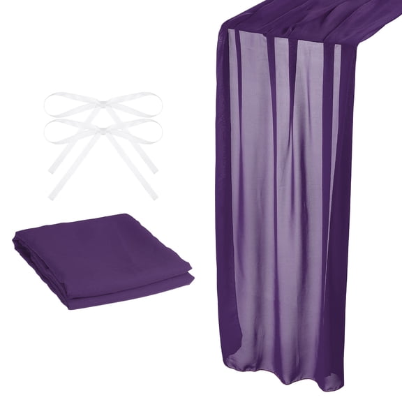 Uxcell 10Ft Chiffon Table Runner 28 x 120 Inch Rustic Gauze Tablecloth Dark Purple