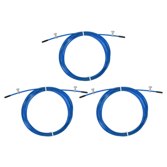 Uxcell 10Ft Speed Jump Rope Replacement Cable 2.5mm Professional Skipping Rope Steel Wire Replace Blue 3 Pcs