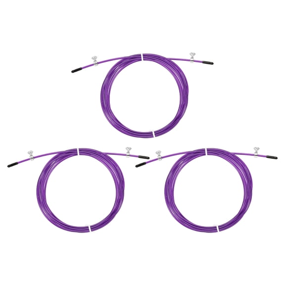 Uxcell 10Ft Speed Jump Rope Replacement Cable 2.5mm Professional Skipping Rope Steel Wire Replace Purple 3 Pcs