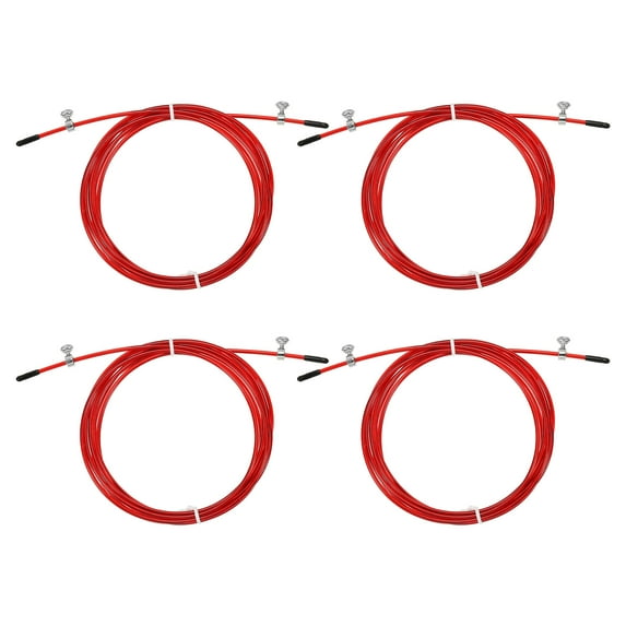 Uxcell 10Ft Speed Jump Rope Replacement Cable 2.5mm Professional Skipping Rope Steel Wire Replace Red 4 Pcs