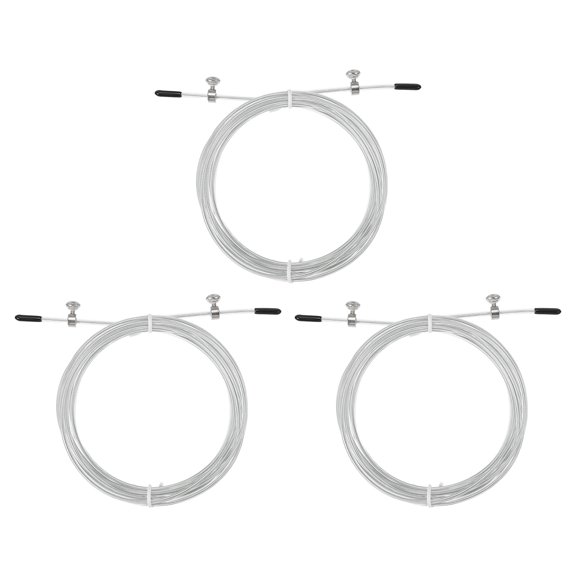 Uxcell 10Ft Speed Jump Rope Replacement Cable 2.5mm Professional Skipping Rope Steel Wire Replace White 3 Pcs