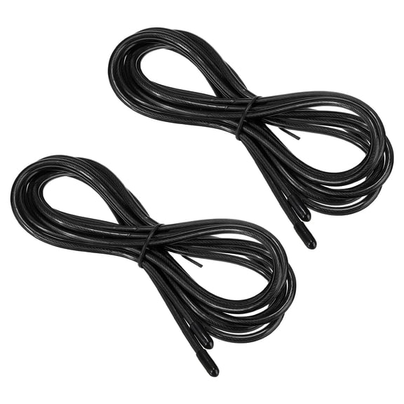 Uxcell 10Ft Speed Jump Rope Replacement Cable 4.5mm Professional Skipping Rope Replacement Black 2 Pack