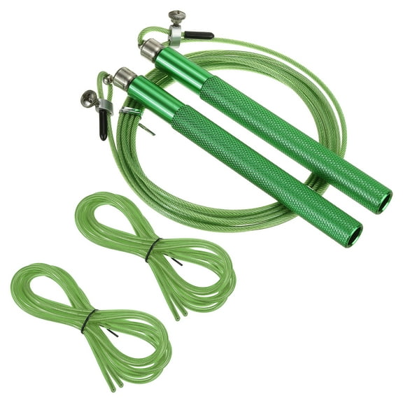 Uxcell 10Ft Speed Skipping Rope 2.5mm Adjustable Speed Jumping Rope with Replacement Cable Green