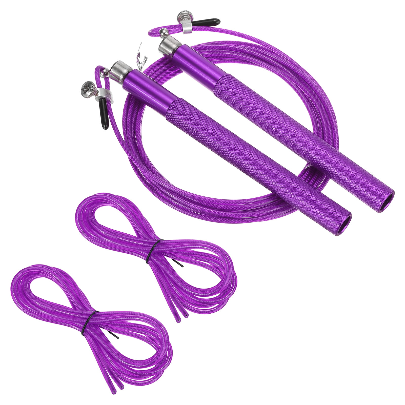 Uxcell 10Ft Speed Skipping Rope 2.5mm Adjustable Speed Jumping Rope with Replacement Cable Purple